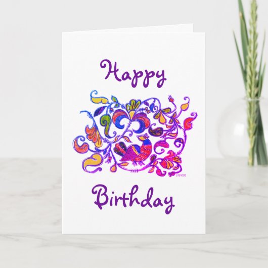 Noordelijke Vogel Russische stijl Verjaardag Kaart (Voorkant)