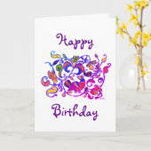 Noordelijke Vogel Russische stijl Verjaardag Kaart (Gele Bloem)