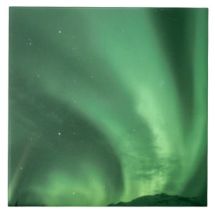 Noorderlicht, Aurora borealis, boven heuvels Tegeltje