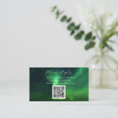 Noorderlicht Aurora Borealis QR code bruiloft Informatiekaartje (Staand voorkant)