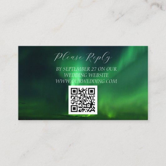 Noorderlicht Aurora Borealis QR code bruiloft Informatiekaartje (Voorkant)