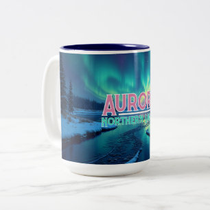 Noorderlicht Aurora Borealis Tweekleurige Koffiemok