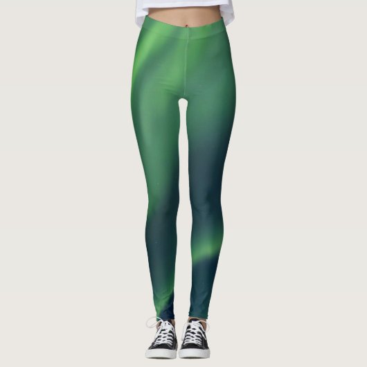 Noorderlicht Aurora Borealis Yoga Broek Groen Leggings (Voorkant)