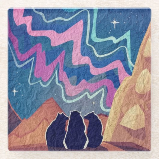 Noorderlicht Beren Glazen Onderzetter (Voorkant)