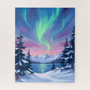 Noorderlicht   Bergen Winter Aquarel Legpuzzel