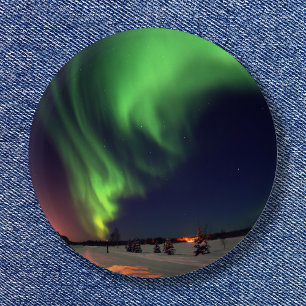 Noorderlicht bij Bear Lake Nachtfoto Ronde Button 5,7 Cm