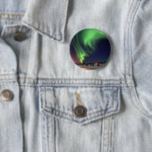 Noorderlicht bij Beer Lake Night Foto Ronde Button 5,7 Cm (In situ)