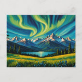 Noorderlicht boven Olympisch Berglandschap Briefkaart (Voorkant)