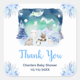Noorderlicht Dieren Baby Shower Bedankt Vierkante Sticker