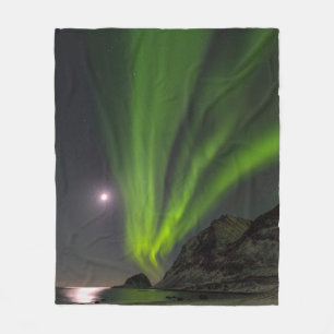 Noorderlicht Haukland Beach Island Noorwegen Fleece Deken