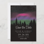 Noorderlicht-huwelijk op de bergtop Save the Date (Voorkant)