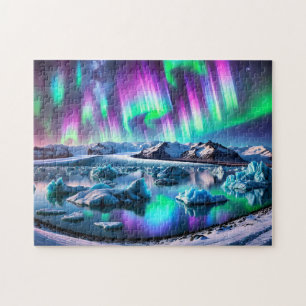 Noorderlicht IJsland Landschap met Aurora Borealis Legpuzzel