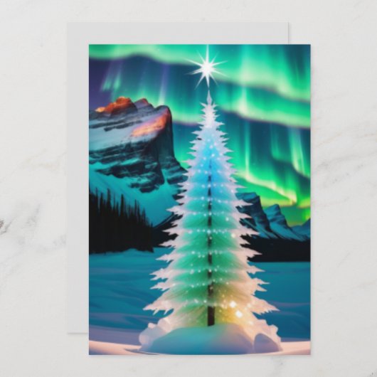 noorderlicht kerstboom feestdagenkaart (Voorkant / Achterkant)