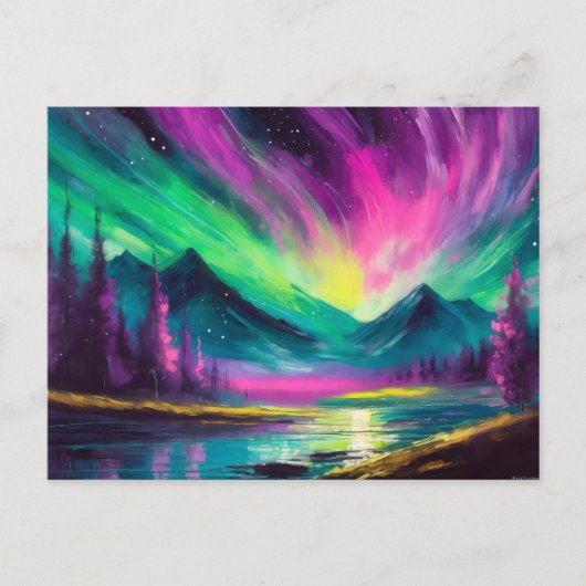 Noorderlicht Levendig Abstract nachtlandschap Briefkaart (Voorkant)