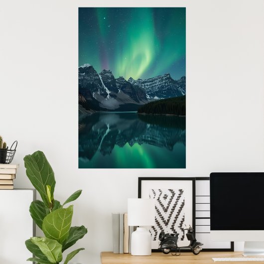 Noorderlicht Panorama – drie-panel landschap P Poster (Thuiskantoor)