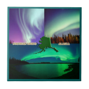 Noorderlicht van Alaska Collage Tegeltje