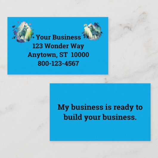 Noorderlicht veelkleurige waterverf wolf visitekaartje (Voorkant / Achterkant)