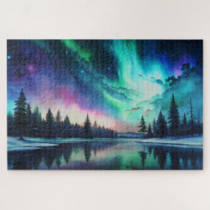 Noorderlicht, Waterverf Aurora Borealis Legpuzzel