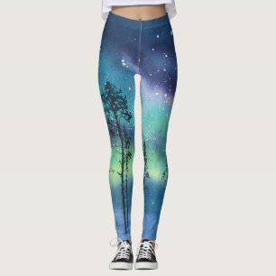 Noorderlicht, waterverf landschap leggings