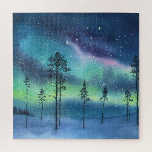 Noorderlicht, waterverf landschap legpuzzel