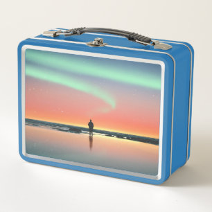 Noorderlicht Zee Man Zonsopgang Licht Aurora Borea