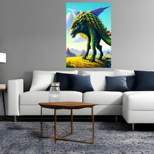 Noordgroen beest in de berg AI Art Poster