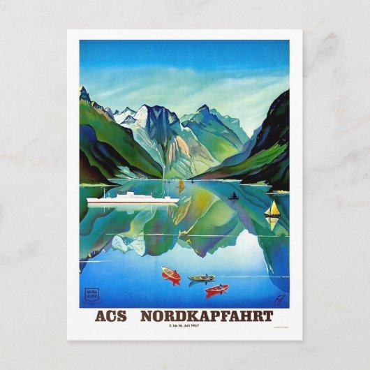 Noordkapp, Noorwegen, zeilschip, berglandschap Briefkaart (Voorkant)