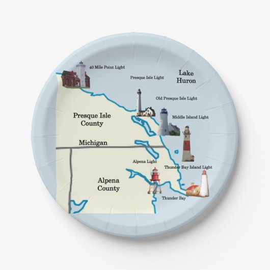 Noordoost-Benedenvuurtoren van Michigan bord (Voorkant)