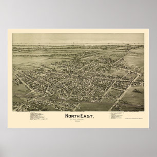 Noordoost, PA Panorama Map - 1896 Poster