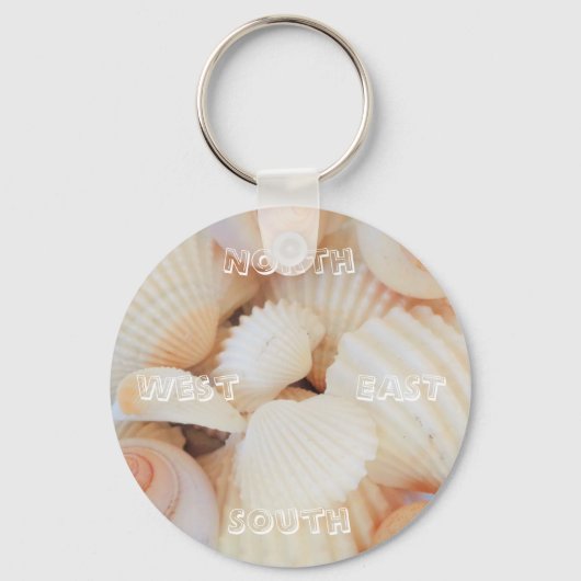 Noordoost-zuidwestelijke Compass Sea Shells Exotic Sleutelhanger (Voorkant)