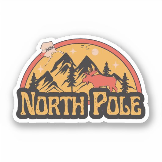 Noordpool, Alaska Sticker (Voorkant)