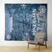 Noordpool Besneeuwde Bomen | Feest Achtergrond Wandkleed (In Situ (horizontaal))