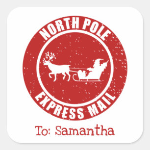 Noordpool Express Mail Giften uit Kerstmis Vierkante Sticker