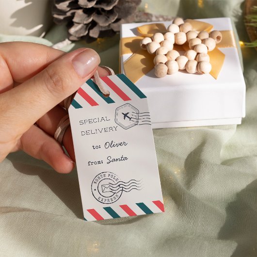 Noordpool Express met Kerstmis Air Mail - Speciaal Cadeaulabel