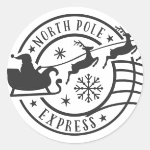 Noordpool Express Santa Sleigh Kerststempel Ronde Sticker