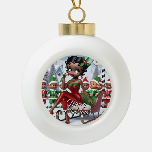 Noordpool Kerstgroeten Keramische Bal Ornament (Voorkant)