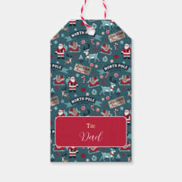 Noordpool Kerstman en rendier feestelijk Cadeaulabel