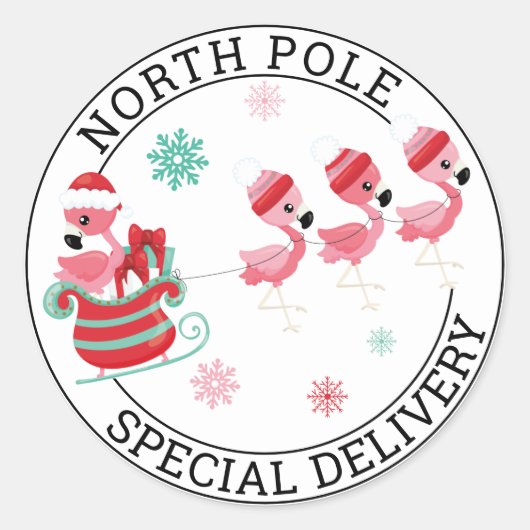 Noordpool Kerstmis Flamingo Speciale levering Ronde Sticker (Voorkant)