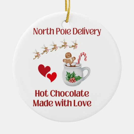 Noordpool Levering Hot Chocolate met Liefde op een Keramisch Ornament (Voorkant)