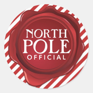 Noordpool Officiële Wax Seal Gestreept Kerstmis Ronde Sticker