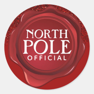 Noordpool Officiële Wax Seal Red Glitter Kerstmis Ronde Sticker