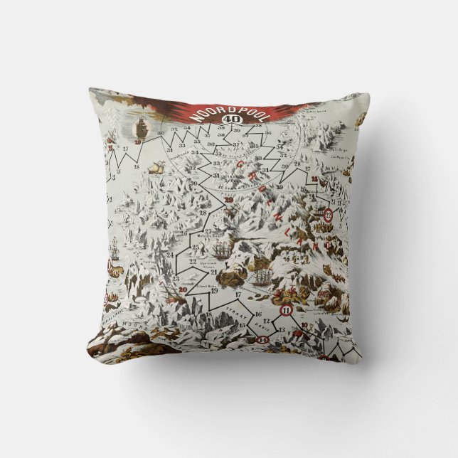  Noordpool - Oude Antiek Kaart Wereld Kussen (Voorkant)