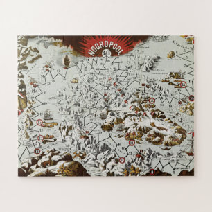  Noordpool - Oude Antiek Kaart Wereld Legpuzzel