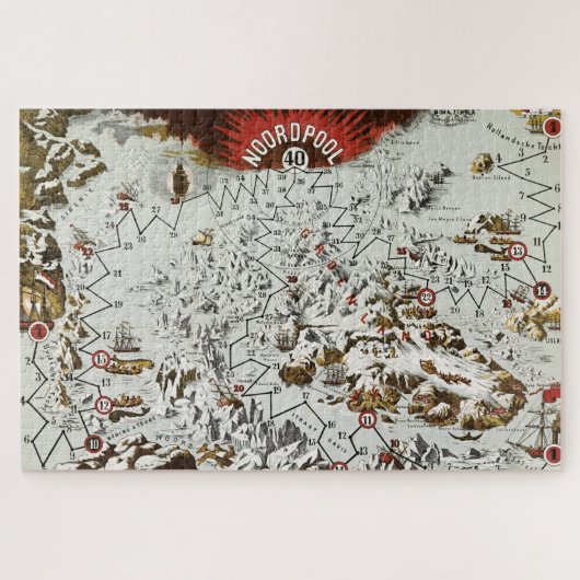  Noordpool - Oude Antiek Kaart Wereld Legpuzzel (Horizontaal)