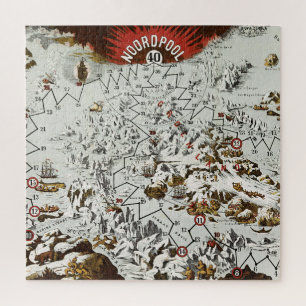  Noordpool - Oude Antiek Kaart Wereld Legpuzzel