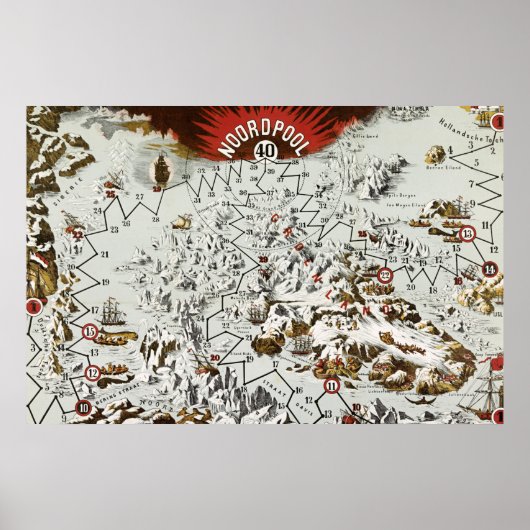  Noordpool - Oude Antiek Kaart Wereld Poster (Voorkant)