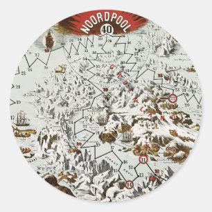  Noordpool - Oude Antiek Kaart Wereld Ronde Sticker