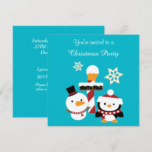 Noordpool Pinguïn Vakantie Party Kaart