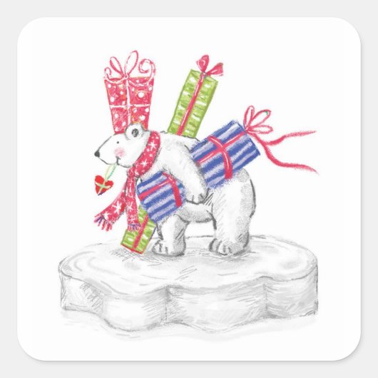 Noordpool Polar Beer kerstcadeaus Stickers (Voorkant)