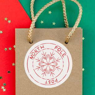 Noordpool Post Stempel Sneeuwvlok Kerstmis Ronde Sticker